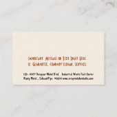 Stortplaats voor metaalrecycleer of opslagplaats visitekaartje (Achterkant)