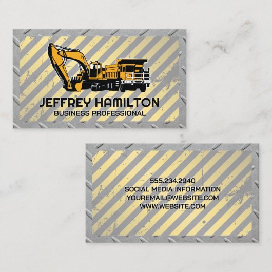 Stortplaatsvrachtwagen graafmachine | Staal | Waar Visitekaartje (Voorkant / Achterkant)
