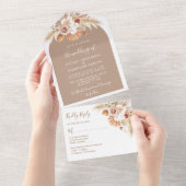 Stortstaartroep Boho Pampas Grass Wedding All In One Uitnodiging (Afscheurbaar)