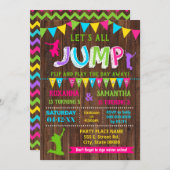 Stortverjaardagstrampoline gecombineerd roze feest kaart (Voorkant / Achterkant)