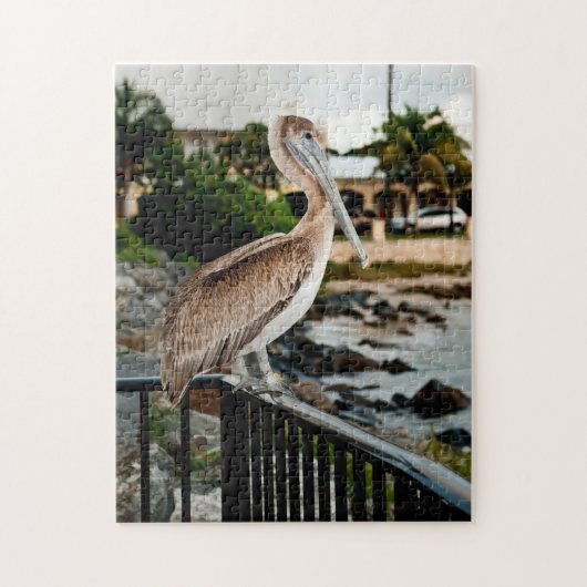 Stortvogel op de foto van de strand oceaan legpuzzel (Verticaal)