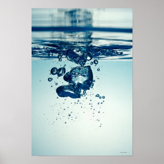 Stortvormende luchtbellen onder water poster (Voorkant)
