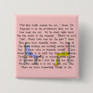 Story Art Creepy Sidewalk Crack Guy Vierkante Button 5,1 Cm