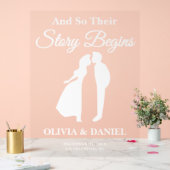 Story Begint Bewerkbare bruiloft Welkom Acryl Bord (Huwelijk)