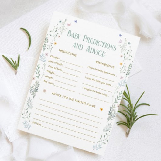 Story Book Baby Shower Baby Predictions Game Card Kaart