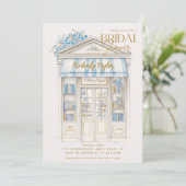 Story Book Blue Bookstore Library Bridal Shower Kaart (Staand voorkant)