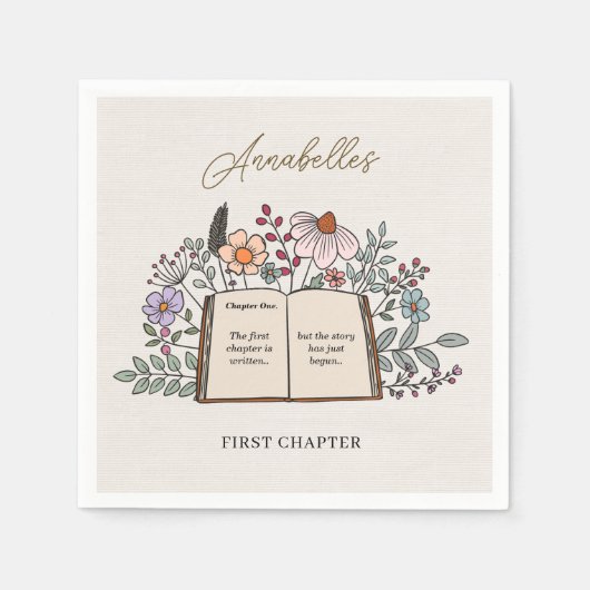 Story Book First Chapter Floral Girls Birthday Servet (Voorkant)