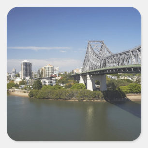 Story Bridge, Brisbane River, en Kangaroo Vierkante Sticker