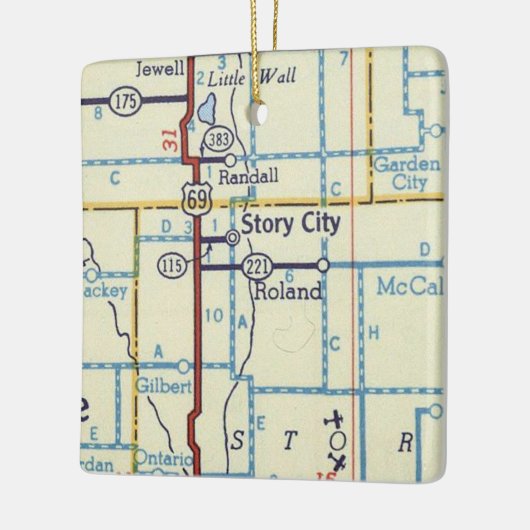 Story City IA  kaart Keramisch Ornament (Links)