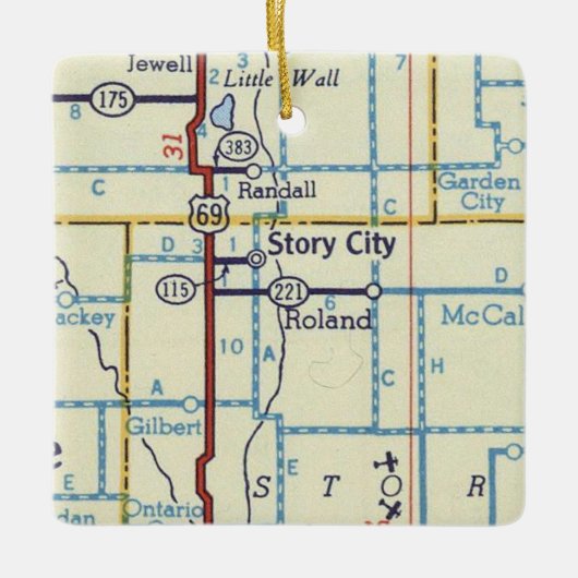 Story City IA kaart Keramisch Ornament (Voorkant)