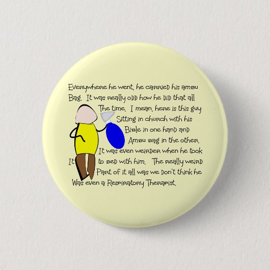 Story Folk Art: "Hij heeft zijn ambassadezak meege Ronde Button 5,7 Cm (Voorkant)