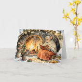  Story Time by the Fireplace Christmas Card Kaart (Gele Bloem)
