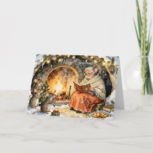  Story Time by the Fireplace Christmas Card Kaart (Voorkant)