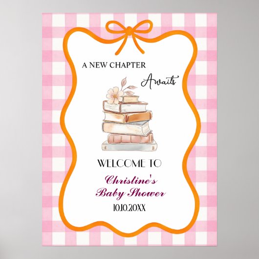 Storybook 'A New Chapter' Baby shower Welkom Poster (Voorkant)