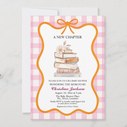 Storybook 'A New Chapter' QR Code Baby Shower Kaart (Voorkant)