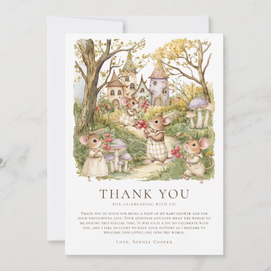 Storybook Animals Waterverf Baby shower Bedankkaart (Voorkant)