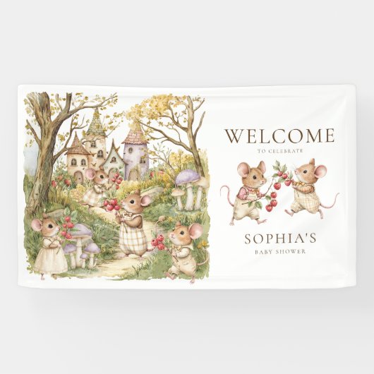 Storybook Animals Waterverf Baby shower Spandoek (Horizontaal)