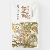 Storybook Animals Waterverf Baby shower Spandoek (Verticaal)