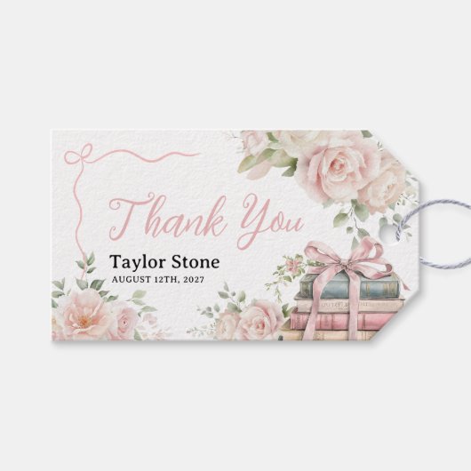 Storybook Baby shower Bedankt Cadeaulabel (Voorkant (Horizontaal))