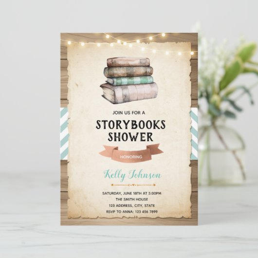 Storybook baby shower feestuitnodiging kaart (Staand voorkant)