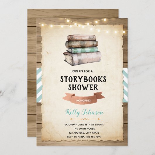 Storybook baby shower feestuitnodiging kaart (Voorkant / Achterkant)