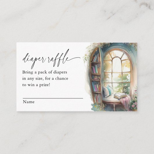 Storybook Baby shower Luier Raffle ticket Informatiekaartje (Voorkant)
