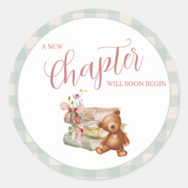 Storybook Baby shower nieuw hoofdstuk begint Ronde Sticker