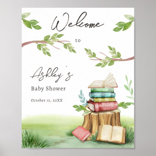 Storybook Baby shower Nieuw Hoofdstukboek Welkom Poster (Voorkant)