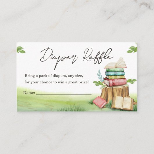 Storybook Baby shower Nieuwe kapittelluier Raffle Informatiekaartje (Voorkant)