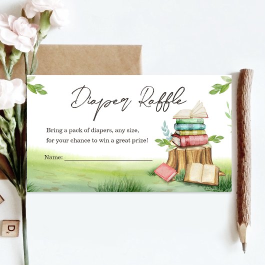 Storybook Baby shower Nieuwe kapittelluier Raffle Informatiekaartje