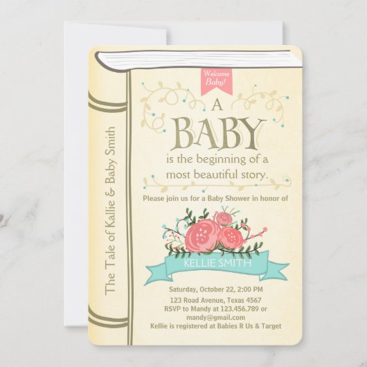  Storybook Baby shower nodigt Geel uit Kaart (Voorkant)