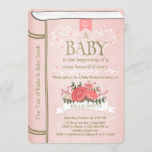 Storybook Baby shower uitnodiging Pink Gold