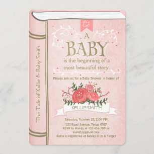  Storybook Baby shower uitnodiging Pink Gold