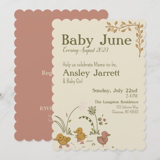 Storybook  Baby shower Uitnodiging voor Meisje (Voorkant / Achterkant)