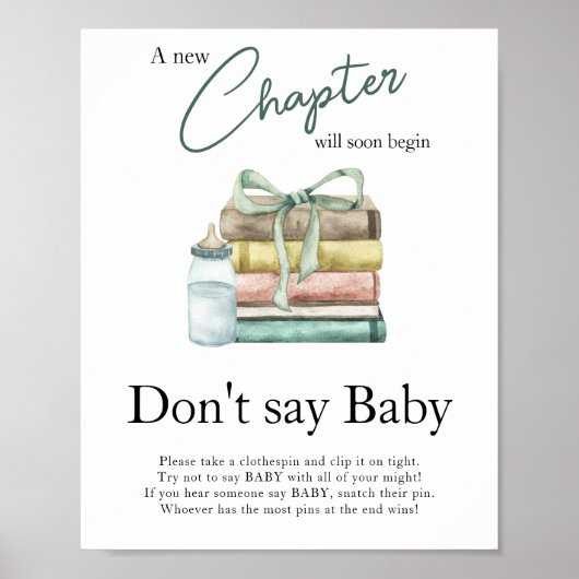 Storybook baby shower - Zeg geen baby Poster (Voorkant)