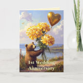 Storybook Beer & Hart 1e bruiloft Jubileum Kaart (Voorkant)