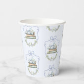 Storybook Blauw lint Bow  baby shower Papieren Bekers (Achterkant)