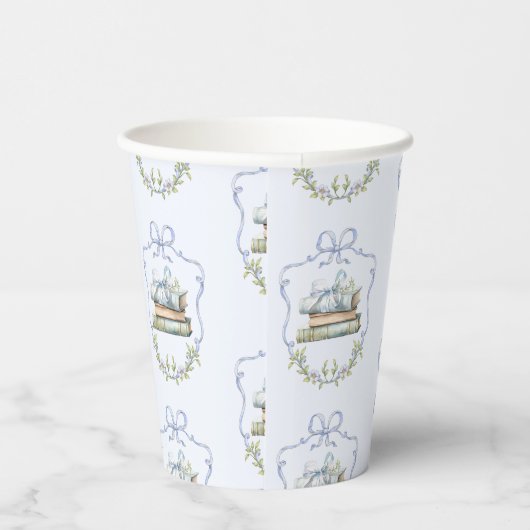 Storybook Blauw lint Bow baby shower Papieren Bekers (Rechts)
