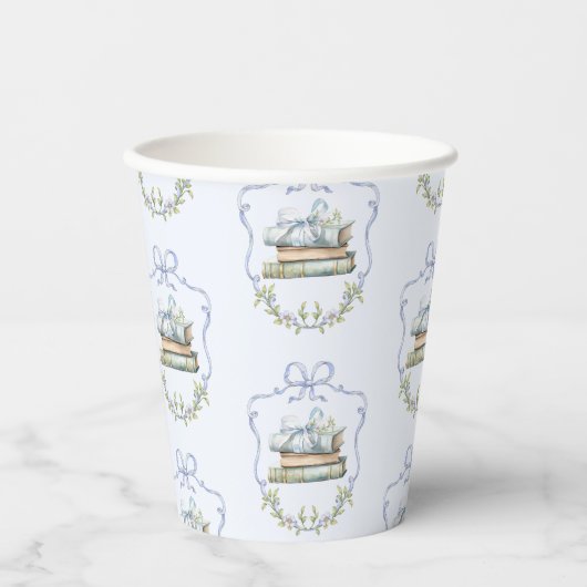 Storybook Blauw lint Bow baby shower Papieren Bekers (Voorkant)