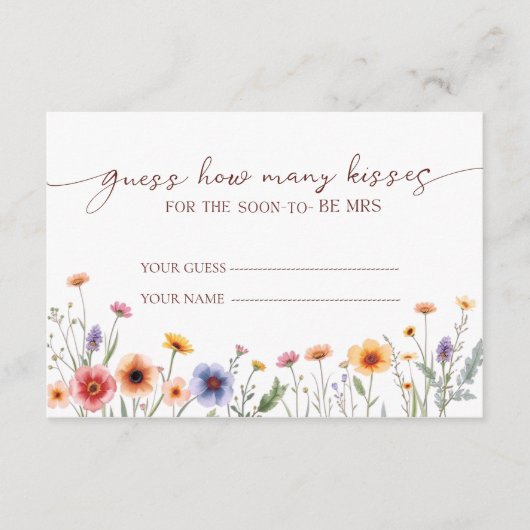 Storybook Bloemen Raad eens hoeveel kusjes Bruids Informatiekaartje (Voorkant)