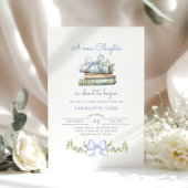Storybook Blue Bow Nieuw Chapter Baby Boy Shower Kaart