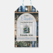 Storybook Blue Boy Library Book Baby Shower Cadeaulabel (Voorkant)