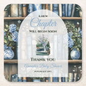 Storybook Blue Boy Library Book Baby Shower Kartonnen Onderzetters (Voorkant)