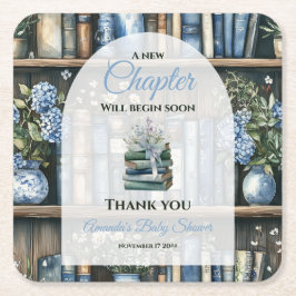 Storybook Blue Boy Library Book Baby Shower Kartonnen Onderzetters