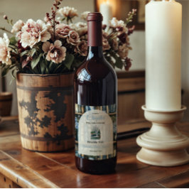 Storybook Blue Boy Library Book Baby Shower Wijn Etiket