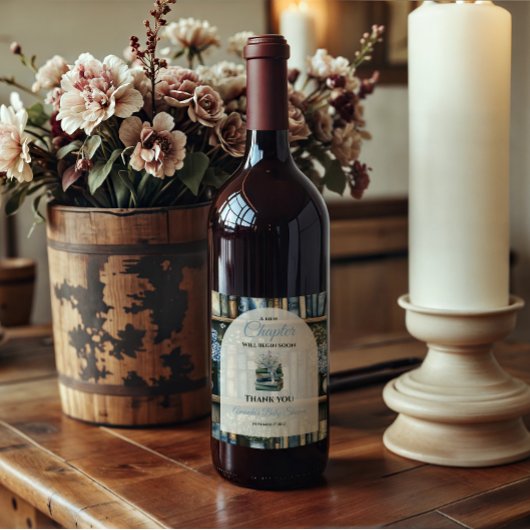 Storybook Blue Boy Library Book Baby Shower Wijn Etiket