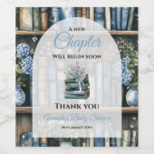 Storybook Blue Boy Library Book Baby Shower Wijn Etiket (Enkel label)
