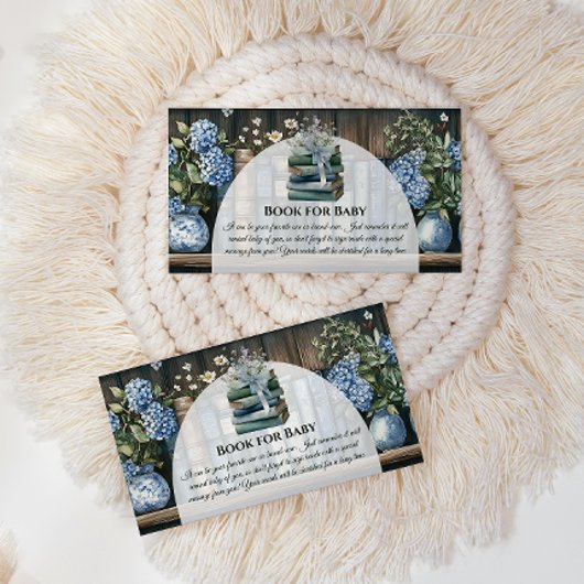 Storybook Blue Boy Library Book for Baby Shower Informatiekaartje