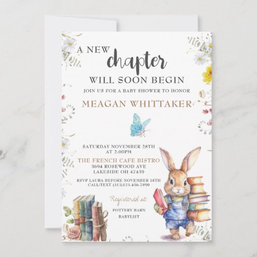 Storybook Bunny Baby shower Invitation Kaart (Voorkant)