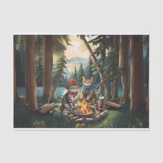 Storybook Campfire Cats, Love the Outdoors Tissuepapier (Voorkant)